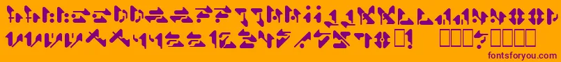 Sr-Schriftart – Violette Schriften auf orangefarbenem Hintergrund