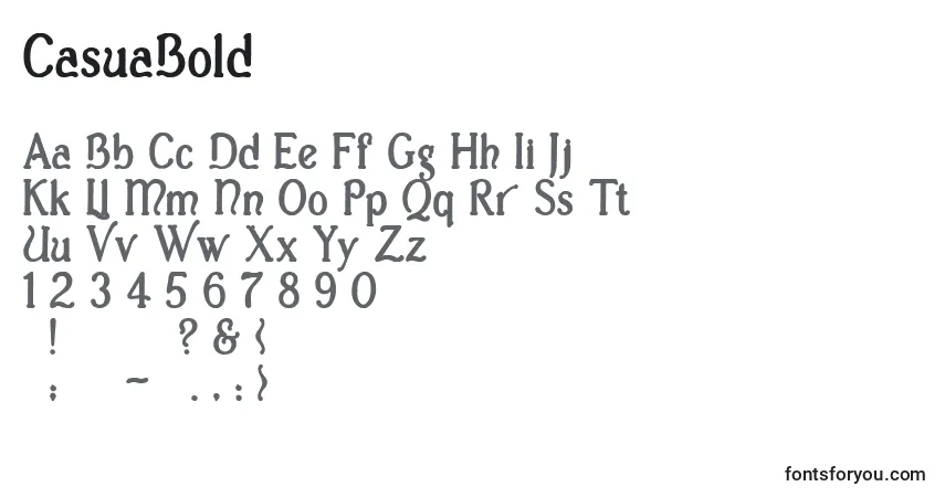 Czcionka CasuaBold – alfabet, cyfry, specjalne znaki