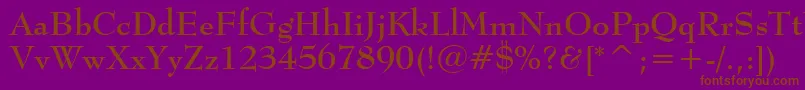 BernhardModernBoldBt-fontti – ruskeat fontit violetilla taustalla