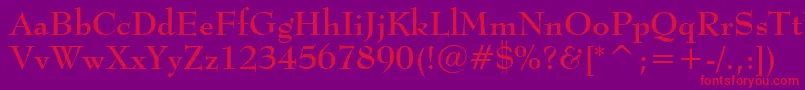 フォントBernhardModernBoldBt – 紫の背景に赤い文字