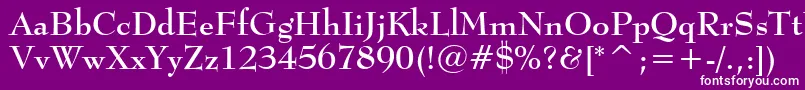 BernhardModernBoldBt-Schriftart – Weiße Schriften auf violettem Hintergrund