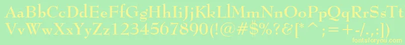 BernhardModernBoldBt-Schriftart – Gelbe Schriften auf grünem Hintergrund