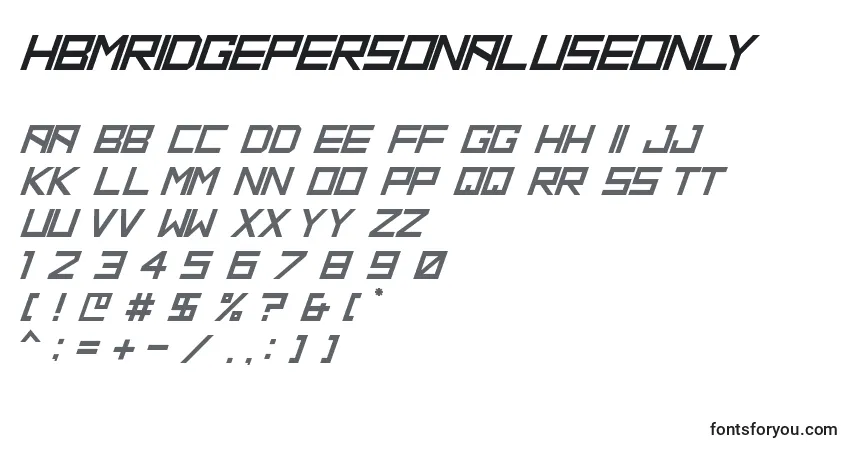 Czcionka HbmRidgePersonalUseOnly – alfabet, cyfry, specjalne znaki