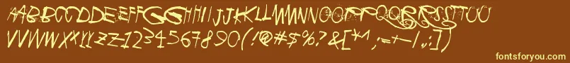 Libertango-Schriftart – Gelbe Schriften auf braunem Hintergrund