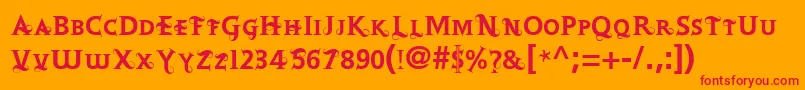 フォントRetoric – オレンジの背景に赤い文字