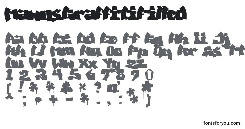 A fonte MawnsGraffitiFilled – alfabeto, números, caracteres especiais