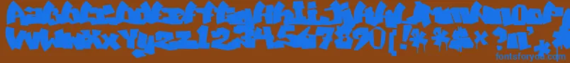 Czcionka MawnsGraffitiFilled – niebieskie czcionki na brązowym tle