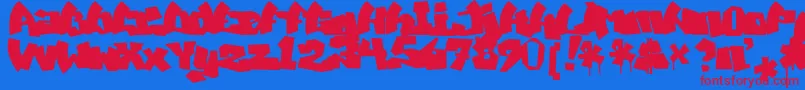 Fonte MawnsGraffitiFilled – fontes vermelhas em um fundo azul