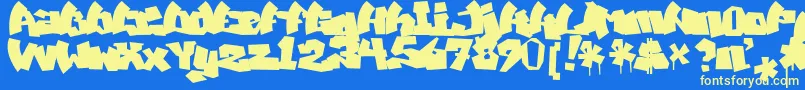 MawnsGraffitiFilled Font – Yellow Fonts on Blue Background