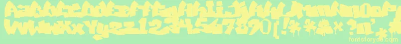 Więcej informacji o czcionce MawnsGraffitiFilled Czcionka MawnsGraffitiFilled – żółte czcionki na zielonym tle