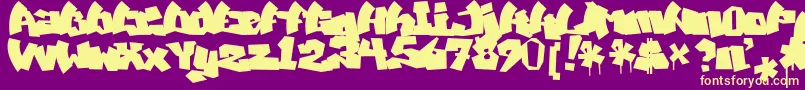 Fonte MawnsGraffitiFilled – fontes amarelas em um fundo roxo