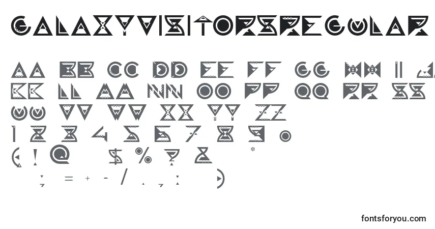 A fonte GalaxyvisitorsRegular – alfabeto, números, caracteres especiais