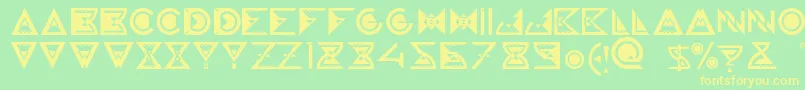 フォントGalaxyvisitorsRegular – 黄色の文字が緑の背景にあります