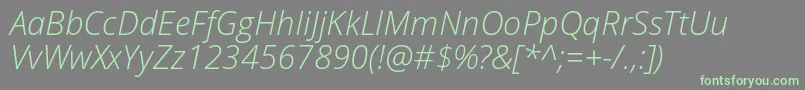 Fonte OpenSansLightItalic – fontes verdes em um fundo cinza