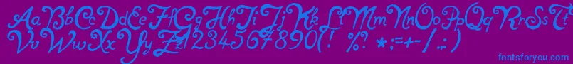 NotperfectRegular Font – Blue Fonts on Purple Background