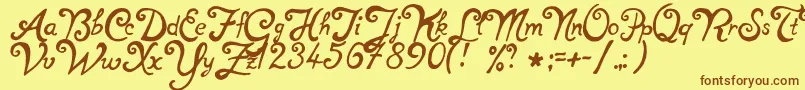 フォントNotperfectRegular – 茶色の文字が黄色の背景にあります。