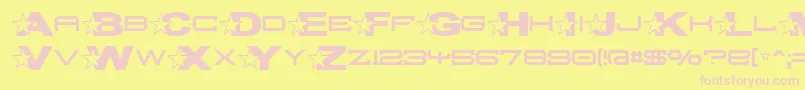 フォントTroglodytePop – ピンクのフォント、黄色の背景
