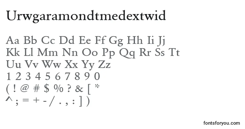 Czcionka Urwgaramondtmedextwid – alfabet, cyfry, specjalne znaki