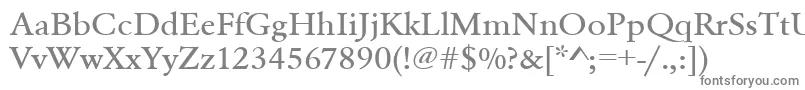 Urwgaramondtmedextwid-fontti – harmaat kirjasimet valkoisella taustalla