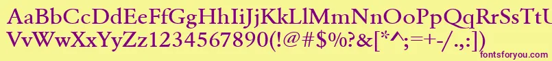 Urwgaramondtmedextwid Font – Purple Fonts on Yellow Background