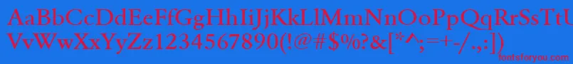 Urwgaramondtmedextwid Font – Red Fonts on Blue Background