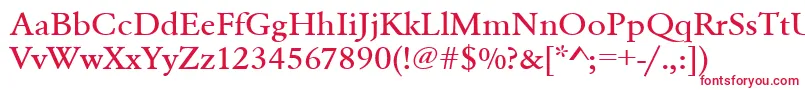 Urwgaramondtmedextwid-fontti – punaiset fontit valkoisella taustalla