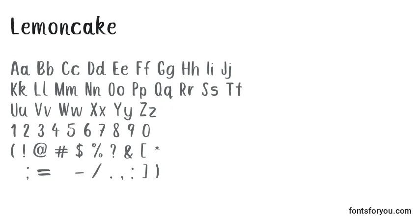 Lemoncake-fontti – aakkoset, numerot, erikoismerkit