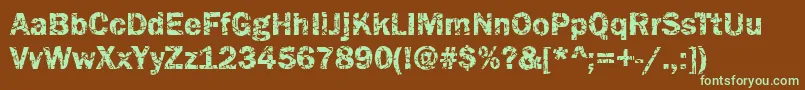 フォントFunky07Bold – 緑色の文字が茶色の背景にあります。