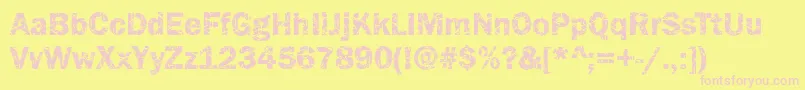 Funky07Bold-fontti – vaaleanpunaiset fontit keltaisella taustalla