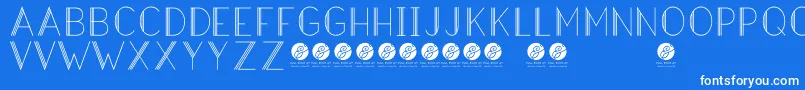 HazeldecolightRegular-Schriftart – Weiße Schriften auf blauem Hintergrund