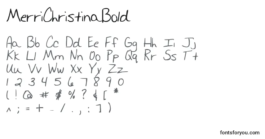 A fonte MerriChristinaBold – alfabeto, números, caracteres especiais