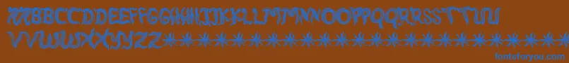 RambutKusut-Schriftart – Blaue Schriften auf braunem Hintergrund