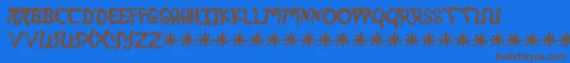 RambutKusut-Schriftart – Braune Schriften auf blauem Hintergrund
