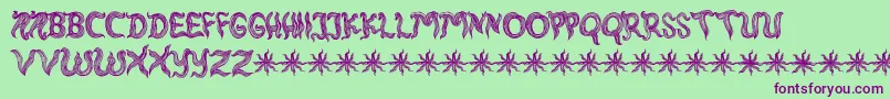 RambutKusut Font – Purple Fonts on Green Background