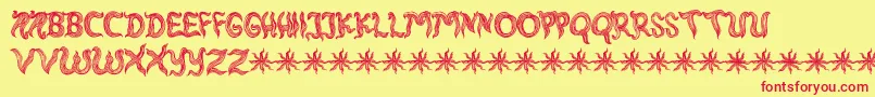RambutKusut-fontti – punaiset fontit keltaisella taustalla
