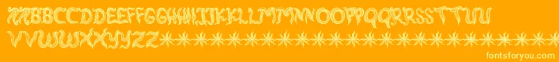 RambutKusut Font – Yellow Fonts on Orange Background