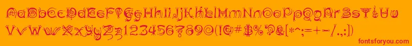 AnthertonCloister-Schriftart – Rote Schriften auf orangefarbenem Hintergrund