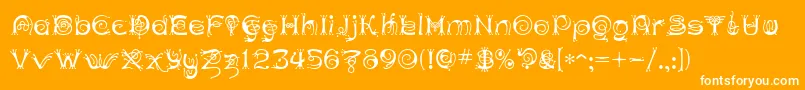 AnthertonCloister-Schriftart – Weiße Schriften auf orangefarbenem Hintergrund