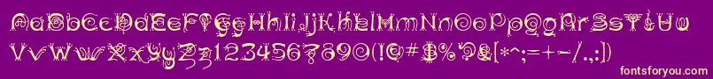 AnthertonCloister-Schriftart – Gelbe Schriften auf violettem Hintergrund