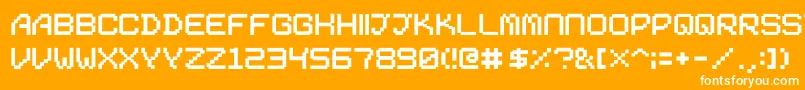 01Digit2000-Schriftart – Weiße Schriften auf orangefarbenem Hintergrund