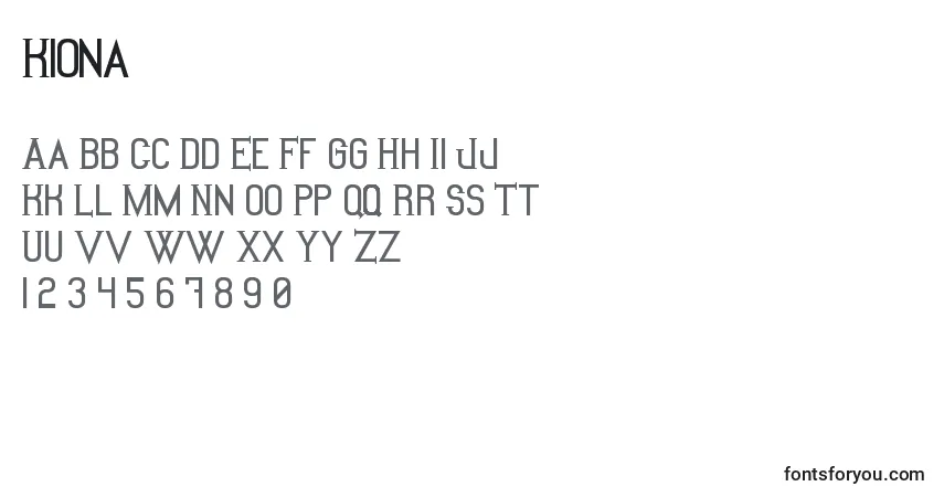A fonte Kiona – alfabeto, números, caracteres especiais