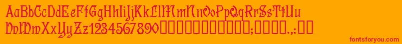 フォントDescantTM – オレンジの背景に赤い文字