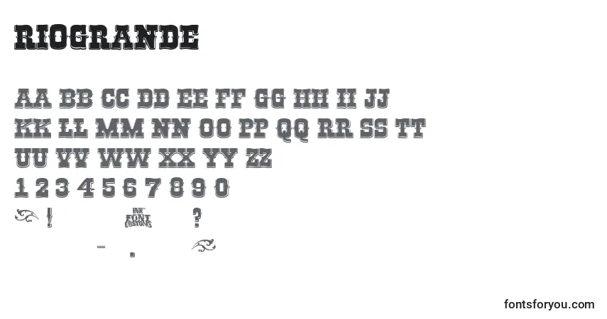 Czcionka Riogrande – alfabet, cyfry, specjalne znaki