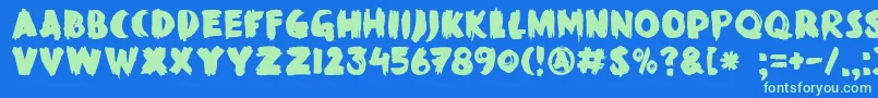 DkBlackMarkHeavy Font – Green Fonts on Blue Background