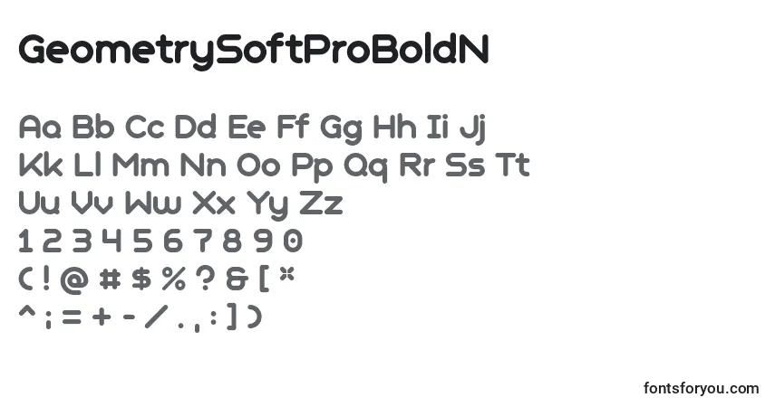 A fonte GeometrySoftProBoldN – alfabeto, números, caracteres especiais