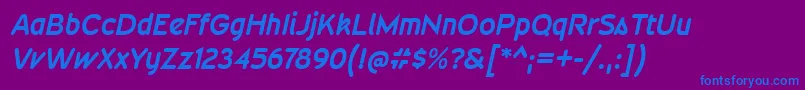 フォントWevlirgBolditalic – 紫色の背景に青い文字