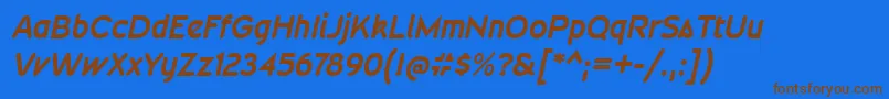 WevlirgBolditalic Font – Brown Fonts on Blue Background