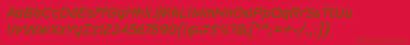 WevlirgBolditalic-Schriftart – Braune Schriften auf rotem Hintergrund