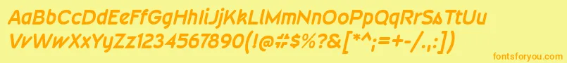 WevlirgBolditalic Font – Orange Fonts on Yellow Background