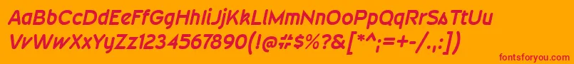 WevlirgBolditalic Font – Red Fonts on Orange Background